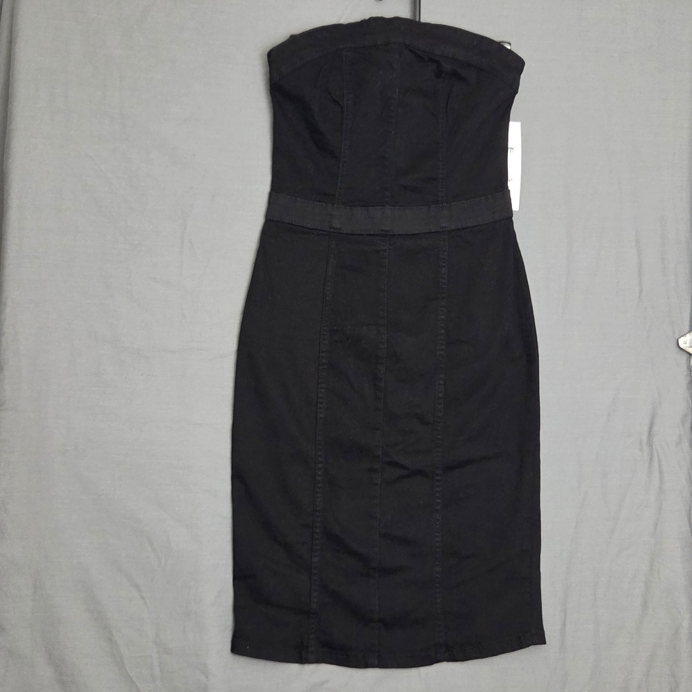 Noisy May Black Denim Strapless Slim Midi Dress Small NWT